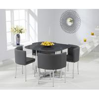 Algarve Grey Stowaway Dining Table with Grey High Back Stools