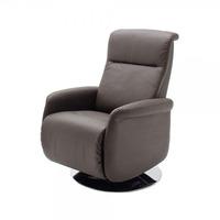 Almeida Rotating Reclining Chair In Brown Leather And Metal Base