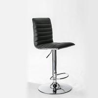 Albany Barstool In Black Faux Leather With Chrome Base