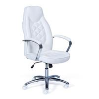 Alana Home Office Chair In White Faux Leather And Chrome