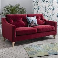 Aldonia 2 Seater Sofa In Berry Velvet With Wooden Legs