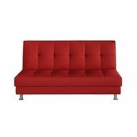 Almeida Sofa Bed In Red Faux Leather With Chrome Feet