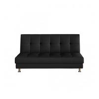 Almeida Sofa Bed In Black Faux Leather With Chrome Feet