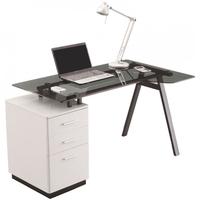 Alphason Cleveland 4 White and Grey Glass Desk AW23377-GY