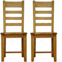 Alton Oak Dining Chair - Ladder Back Wooden Seat (Pair)