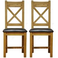 Alton Oak Dining Chair - Cross Back PU Seat (Pair)