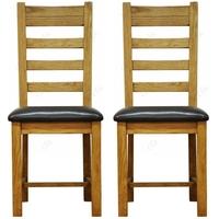 Alton Oak Dining Chair - Ladder Back PU Seat (Pair)
