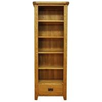 alton oak bookcase large narrow with drawer