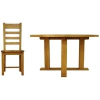 Alton Oak Dining Set - Round with Ladder Back Wooden Seat Chairs