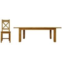 Alton Oak Dining Set - Large Extending with Cross Back Wooden Seat Chairs