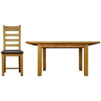 Alton Oak Dining Set - Small Butterfly Extending with Ladder Back PU Seat Chairs