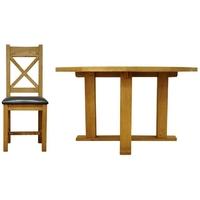 alton oak dining set round with cross back pu seat chairs