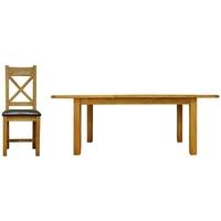 Alton Oak Dining Set - Medium Extending with Cross Back PU Seat Chairs