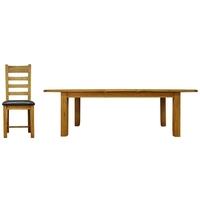 Alton Oak Dining Set - Large Extending with Ladder Back PU Seat Chairs