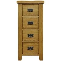 Alton Oak Chest of Drawer - 4 Drawer Narrow