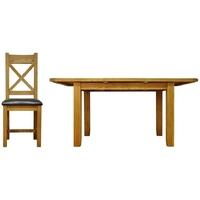 Alton Oak Dining Set - Small Butterfly Extending with Cross Back PU Seat Chairs
