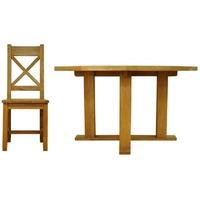 Alton Oak Dining Set - Round with Cross Back Wooden Seat Chairs