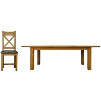 Alton Oak Dining Set - Large Extending with Cross Back PU Seat Chairs