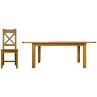 Alton Oak Dining Set - Medium Extending with Cross Back Wooden Seat Chairs