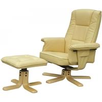 Alphason Drake Cream Recliner Chair with Footstool ARC7595-PU-CRM