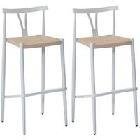 Alfa White Metal Bar Stool with Natural Seat (Set of 4)