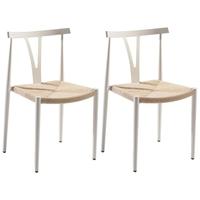Alfa White Metal Dining Chair with Natural Seat (Set of 4)