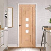 altino oak door with clear safety glass prefinished