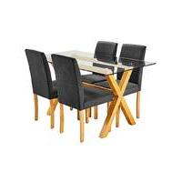 albany dining table 4 mia fabric chairs