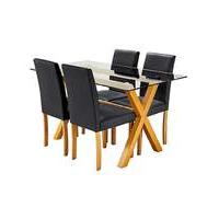 Albany Dining Table 4 Faux Leather Chair