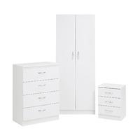 Alaska 2 Door Wardrobe, 4 Drawer Chest and 3 Drawer Bedside Set Beech