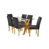 Albany Dining Table 6 Mia Fabric Chairs