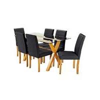 Albany Dining Table 6 Faux Leather Chair