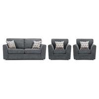 Alison Fabric 3 Seater and 2 Armchair Suite Pewter