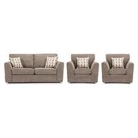 Alison Fabric 3 Seater and 2 Armchair Suite Taupe