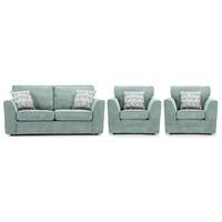 Alison Fabric 3 Seater and 2 Armchair Suite Blue