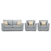 Alison Fabric 3 Seater and 2 Armchair Suite Silver