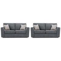 alison fabric 3 and 2 seater sofa suite pewter