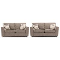 alison fabric 3 and 2 seater sofa suite taupe