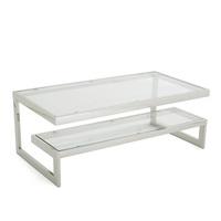 Alana Glass Coffee Table With Polished Stainless Steel Frame