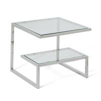 Alana Glass Lamp Table With Polished Stainless Steel Frame