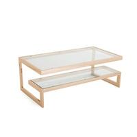 Alana Glass Coffee Table In Clear With Rodegold Base Frame