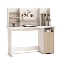 Alanya Wooden Computer Desk In Brushed Oak And Pearl White