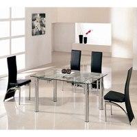 Alicia Extending Dining Table In Clear Glass With Chrome