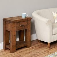 Alena Wooden Lamp Table In Rough Sawn Oak With 1 Drawer