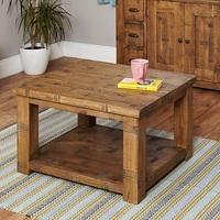 Alena Rectangular Coffee Table In Rough Sawn Oak With Undershelf