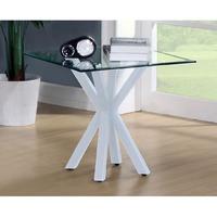 Alissa High Gloss White finish Clear Glass Top Lamp Table
