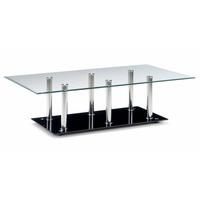 Alpha Rectangle Clear Glass Coffee Table With Black Glass Base