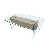 Alpha Clear Glass Coffee Table With Oak Effect