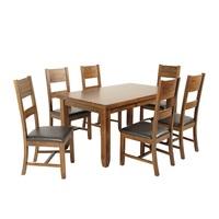 Alexis Wooden Dining Table In Acacia Wood With 6 Dining Chairs