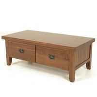 Alexis Wooden Coffee Table In Dark Acacia Wood With 2 Drawers